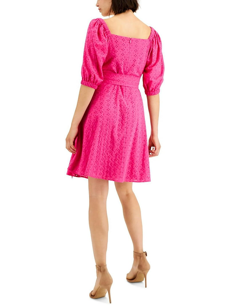 anne klein fit and flare dresses Twist Neck Midi Fit & Flare Dress