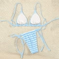 thumbnail image 3 of Pounoo Womens Bikini Sets Triangle Top Striped Textured Two Piece Swimsuits Casual Slim Fit Lightweight Soft Comfy Beach Wear Gift, 3 of 9