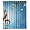 GreenDecor Wall Filled With Musical Notes Waterproof Shower Curtain Set with Hooks Bathroom Accessories Size 66x72 inches