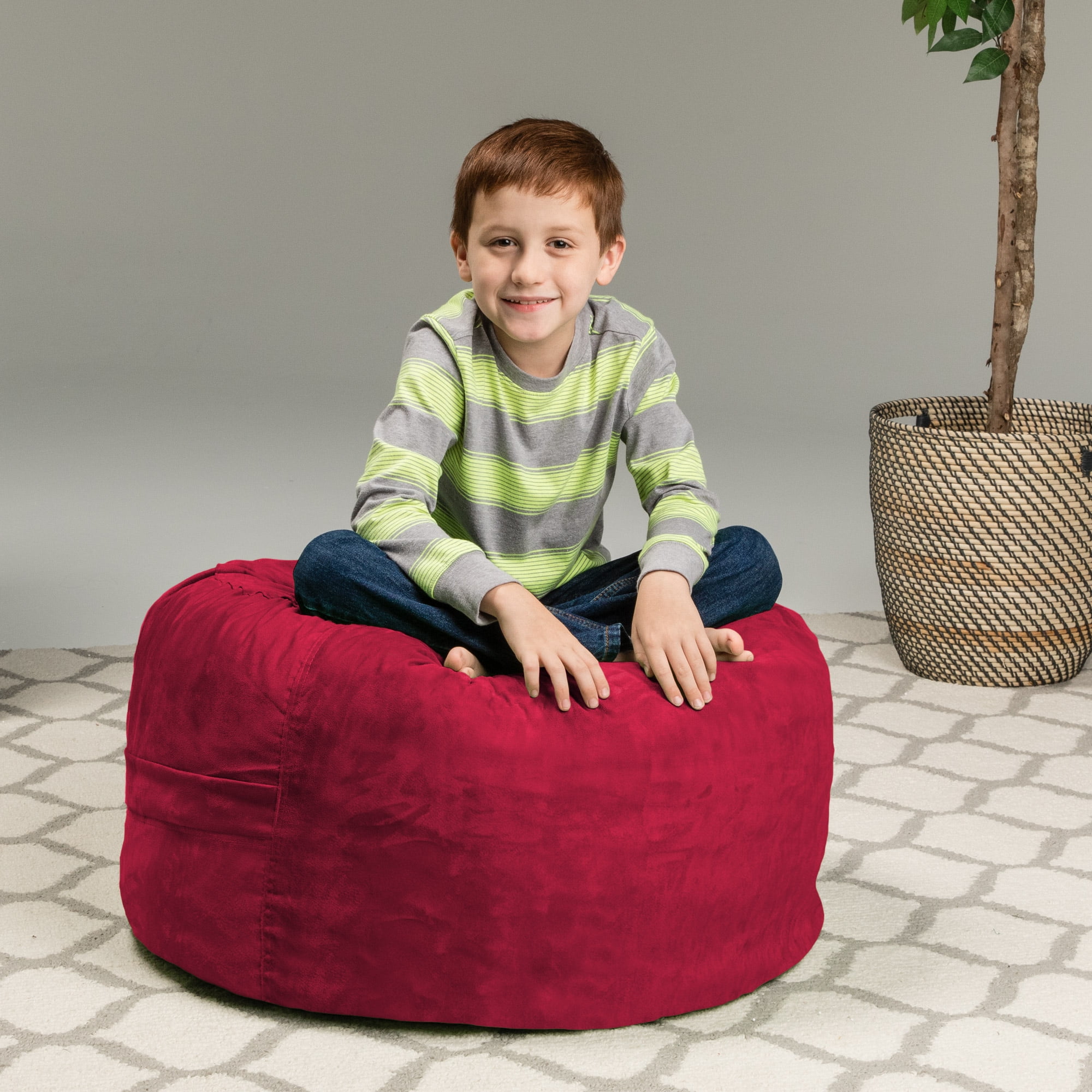Chill Sack Bean Bag Chair, Memory Foam Lounger with Microsuede Cover, Kids, 2 ft, Cinnabar
