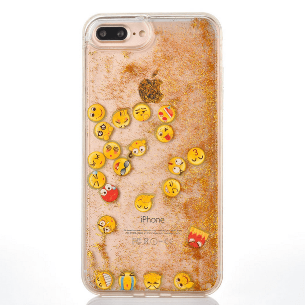 For Iphone 5 Iphone 5s Iphone Se Floating Emoji Faces Swim Liquid Waterfall Sparkle Glitter Quicksand Case Walmart Com Walmart Com