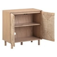 thumbnail image 5 of Nathan James Beacon Boho Accent Cabinet with Doors, Free Standing Kitchen Cabinet Storage with Adjustable Interior Shelf and Seagrass Accent, Seagrass/Raw Oak, 5 of 6