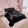 thumbnail image 2 of Eiffel Tower Bedding Set Chic Paris Comforter Set Romantic Theme Comforter for Boys Girls Children Teens Black Pink Bedroom Decor Modern French Style Duvet Set King Size with 1 Pillow Case, 2 of 7