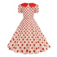 thumbnail image 3 of Karymi Cocktail Dresses for Women Retro Polka Dot Swing Midi Dress, Peter Pan Collar Bow Puff Short Sleeve Back Zipper Vintage Hepburn Party Sundress Plus Size Dresses, 3 of 8