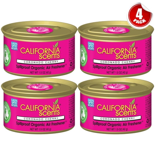 California Scents Car Air Freshener Home Office Scent Coronado Cherry Spillproof Can 4 Pack