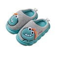 thumbnail image 2 of SAWOBUUN Kids Dinosaur House Slippers for Boys Girls Cute Cartoon Plush Fuzzy Warm Cozy Closed Toe Non-Slip Thick Sole Indoor Bedroom Shoes Toddler Little Kid, 2 of 6