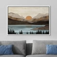 thumbnail image 3 of PixonSign Framed Canvas Print Wall Art Mountain Range Lake Trees Nature Wilderness Woodblock Illustrations Decorative Multicolor Landscape Wood Panels Country/Farmhouse - 16"x24" White, 3 of 5