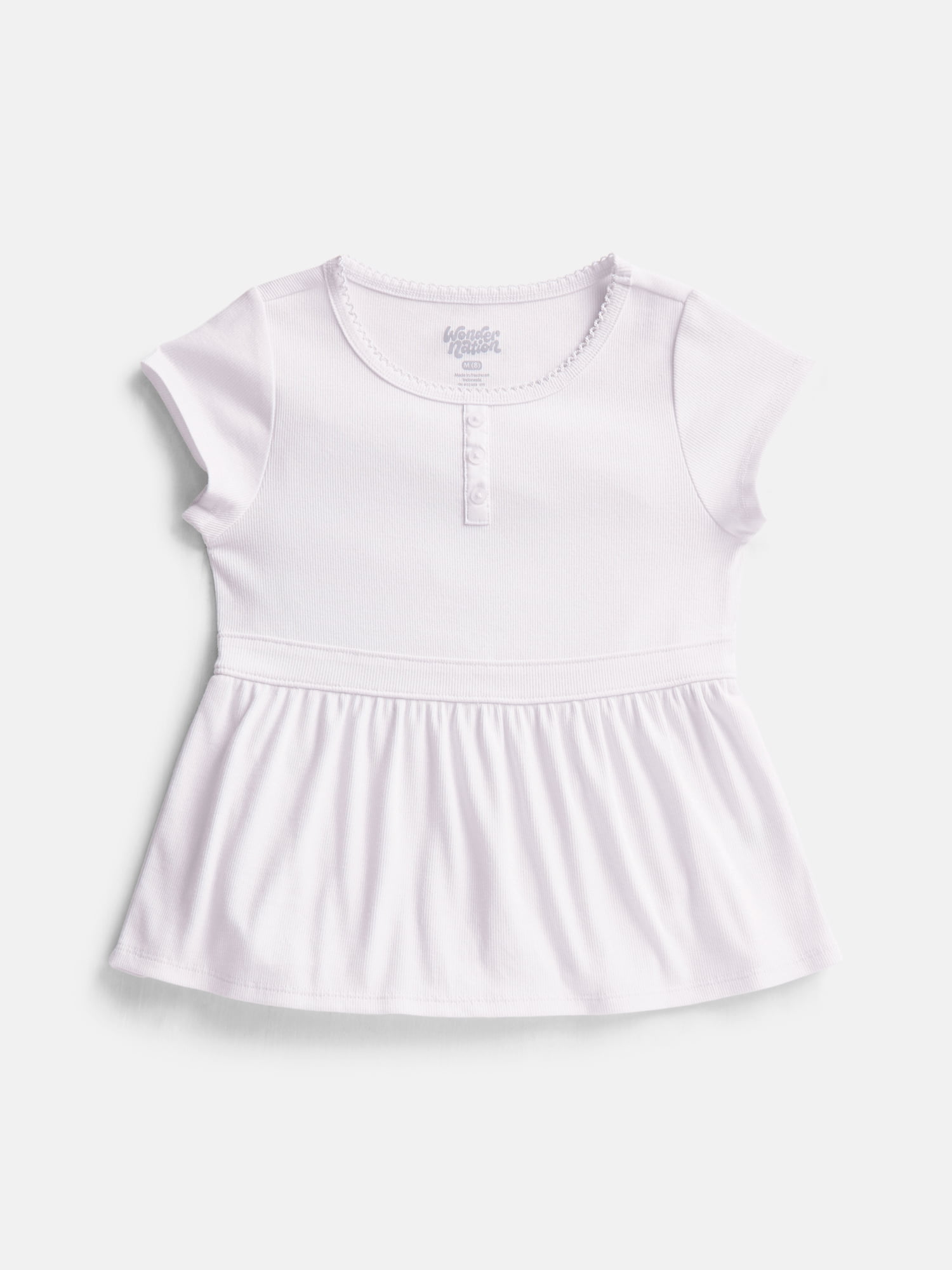 Wonder Nation Girls' Peplum Top with Short Sleeves, Sizes XS-XXL & Plus