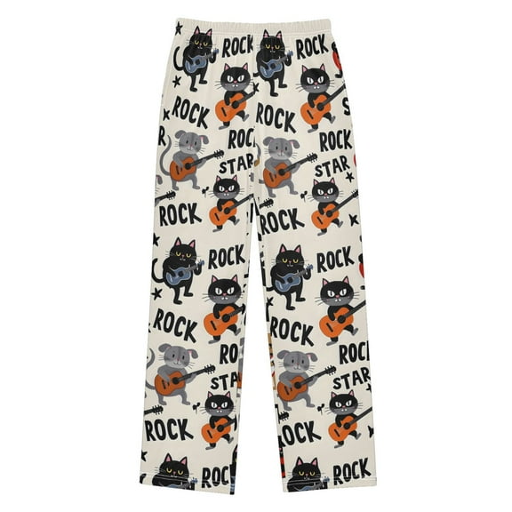 joogoo Guitar Cute Cat Pajama Pants Pj Bottoms Sleepwear Lounge L