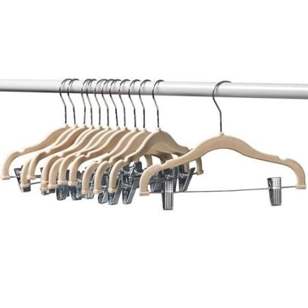 12 PACK Baby Hangers With Clips Velvet Ultra Thin Non Slip Kids Hanger Ivory