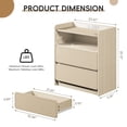 thumbnail image 6 of Satifur Set of 2 Saddle Leather Nightstand, Wooden Bedside Table with Charging Port & Storage Drawers, 6 of 11