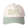 thumbnail image 5 of Sorry about my Boyfriend Letter Embroidered Color Block Trucker Hat Unisex Adjustable Cotton Breathable Fashion Cap for Travel Daily Wear, 5 of 10