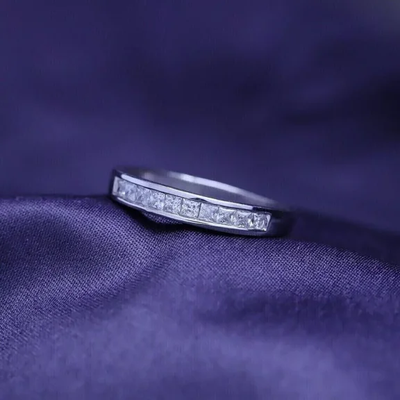 2.00ct Princess Cut Lab Created Diamond Band Ring 14k White Gold Plated