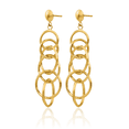 thumbnail image 3 of 14K Solid Yellow Gold Circle Round Drop Dangle Earrings, 3 of 10