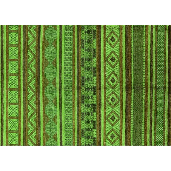 Ahgly Company Indoor Rectangle Oriental Green Industrial Area Rugs, 5' x 7'