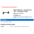 thumbnail image 2 of Battery Hold Down - Compatible with 1967 - 1970 Mercury Cougar 1968 1969, 2 of 2