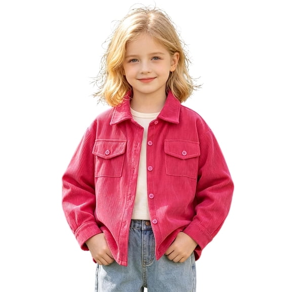 Bainana Shirts For Girls Solid Color Long Sleeve Button Tops Big Kids Fashion Fall Shirts