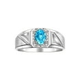 thumbnail image 1 of RYLOS Men's Rings Sterling Silver Classic 7X5MM Oval Gemstone & Diamond Ring Blue Topaz December Birthstone Rings For Men Size 9, 1 of 7