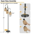thumbnail image 5 of OUTON 69'' Tree Floor Lamp for Living Room Clearance, 3 Light Dimmable Tall Standing Lamp with Rattan Lampshade, Farmhouse Floor Lamp with 3 LED Bulbs for Bedroom Office, Boho, 5 of 15