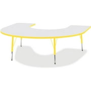 Jonti-Craft Berries Elementary Height Prism Edge Horseshoe Table - Laminated Horseshoe-shaped, Yellow Top - Four Leg Base - 4 Legs - Adjustable Height - 15" to 24" Adjustment - 66" Table Top...