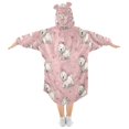 thumbnail image 2 of Wearable Blanket with Sleeves and Pocket Oversized Hooded Sweatshirt 3-14 YR Dogs Wearing Bows L, 2 of 7