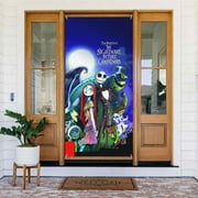 The Nightmare Before Christmas Film Door Cover Decorated Banner Tapestry Home Decoration Holiday Party Supplies Door Banner Porch Sign Banner 72.8 x 35.4 Inch