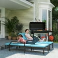 thumbnail image 2 of Outsunny Chaises Longues de Patio en Osier avec Roues - Ensemble de 2, Bleu, 2 of 10