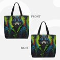 thumbnail image 2 of Zufioo Realistic Style Wolf Warrior Print Large Capacity Single Shoulder Convenient Bag, 19.6x15.7 Inch Zipper Shopping Bag Handbag, Suitable for Shopping, School and Work, 2 of 7
