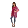 thumbnail image 4 of Beautybatik Maroon Women Plus Size Tunic Tops Boho Flora Printed Short Sleeve V Neck Shirt 1x, 4 of 7