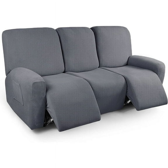 Nvzi -b Couch Cover Jacquard Stretch Sofa Covers Polar Fleece Reclining Chair Cover for Living Room Sofa Easy Fit Washable Furniture Sofa Protector 3 seat (Dark Grey)