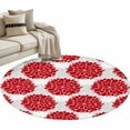 thumbnail image 2 of Red Dahlia Round Area Rug 3.3 FT, Non Slip Small Entryway Kitchen Mat, Vintage Country Grey Abstract Flowers Floral Washable Soft Circular Rug Non-Shedding Door Mat for Bathroom Playroom Kids Room, 2 of 9