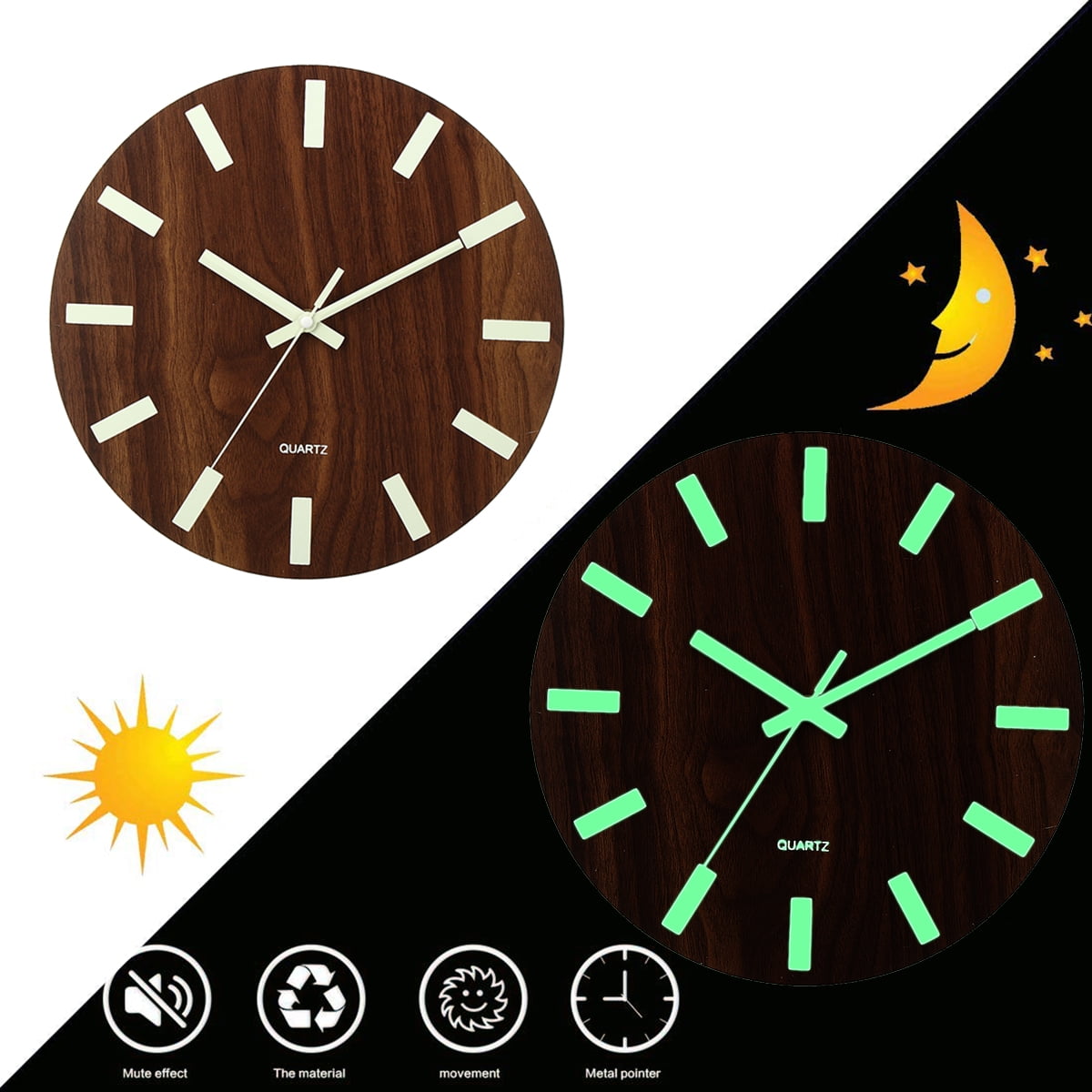 glow in the dark silent clock glow in the dark silent clock