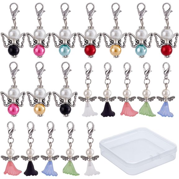 1 Box 40Pcs Stitch Markers Crochet Stitch Marker Party Favor Angel Charms Fairy Charm Clip On Removable Lobster Clasp Charm Locking Knitting Markers