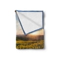 thumbnail image 2 of Landscape Soft Flannel Fleece Blanket, Scenic View Sunset Flower Field Spring Countryside Rural Idyllic Scenery, Cozy Plush for Indoor and Outdoor Use, 70" x 90", Yellow Green Blue, by Ambesonne, 2 of 5