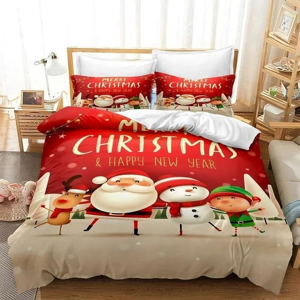Christmas Series 3D Digital Printing Three -piece Set 203*228cm Bedding