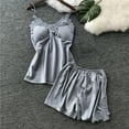 thumbnail image 2 of Ketyyh-chn99 Womens Pajama Sets Soft Satin V Neck Tank Top and Shorts 2 Piece Fashion Casual Sets Grey,S, 2 of 3