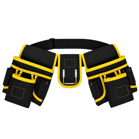cyrico Tool Belt, 27 Pockets 3-Zones Heavy Duty Tool Pouch for Men, Detachable Utility Waist electrician Tool Belt for Carpenter Handyman, Construction, Gifts for Men, Yellow