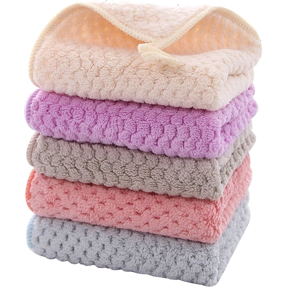 Hand Towels with Hanging Loops – 10×10in Soft Super Absorbent Small Towels for Kitchen & Bathroom, Machine Washable & Fast Drying(RL 5 PCS)