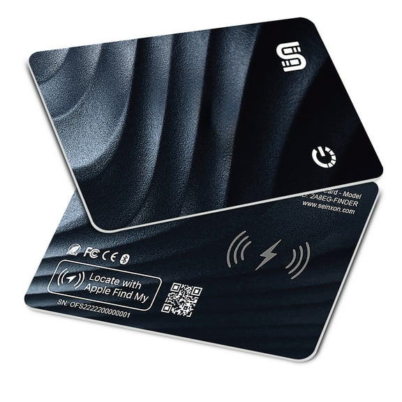 Wallet Tracker Wireless Recharging IP68 Thin Item Finder Card Luggage Located Bluetooth Works with Apple Find My APP & Network (iOS Only)
