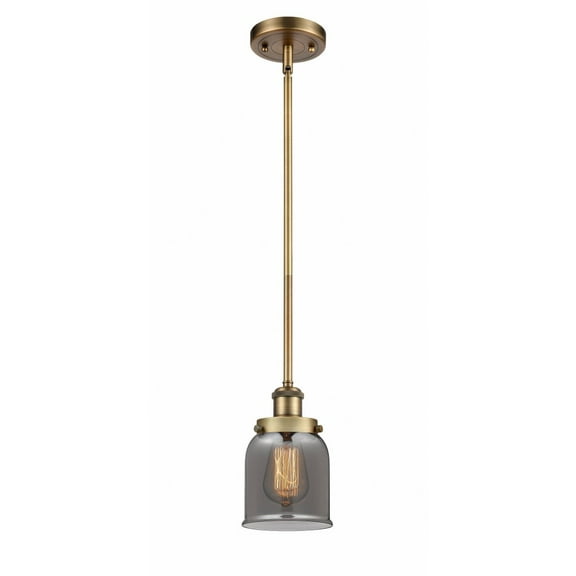 916-1S-BB-G53-Innovations Lighting-Bell - 1 Light Stem Hung Mini Pendant In Industrial Style-10 Inches Tall and 5 Inches Wide-Brushed Brass