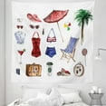 thumbnail image 1 of Feminine Tapestry, Nostalgic Female Beach Fashion Objects Solar Summer Travel Adventure Palms Concept, Fabric Wall Hanging Decor for Bedroom Living Room Dorm, 5 Sizes, Multicolor, by Ambesonne, 1 of 1