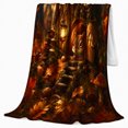 thumbnail image 2 of Whimsical Chipmunk Autumn Forest Cottage, Mystical Woodland Scene, Warm Flannel Blanket for Cabin and Lodge with Detailed Artwork, Art Lovers Thanksgiving Gift, Fantasy Home Decor, 2 of 9