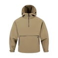 thumbnail image 2 of Rain Jackets for Men Quarter-Zip Pullover Waterproof Hoodied Lightweight Windbreaker Raincoat Solid Color Hiking Jacket Khaki XS, 2 of 6