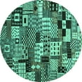 thumbnail image 1 of Ahgly Company Machine Washable Indoor Round Abstract Turquoise Blue Contemporary Area Rugs, 5' Round, 1 of 4