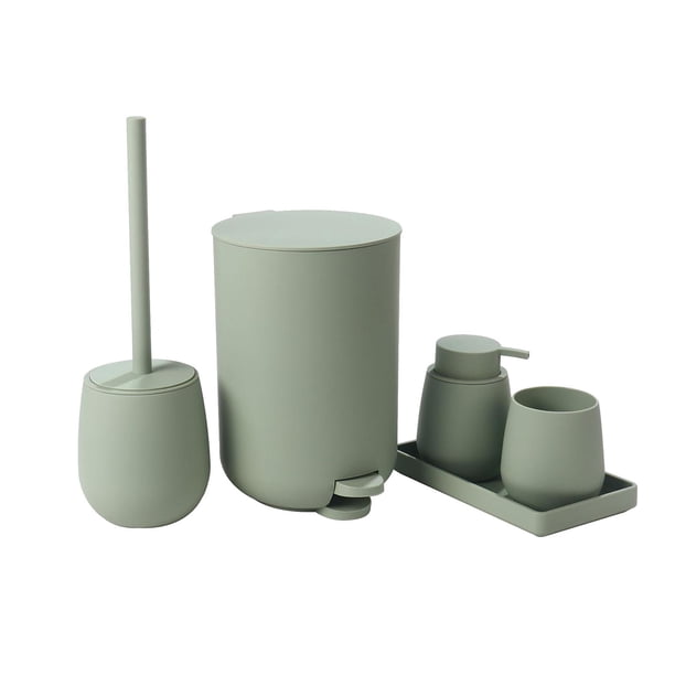 Juego de accesorios de baño de 5 piezas con escobilla de baño, vaso para cepillo de dientes, dispensador de jabón y jabonera para decorar tu apartamen Verde BLESIY dispensador de jabón