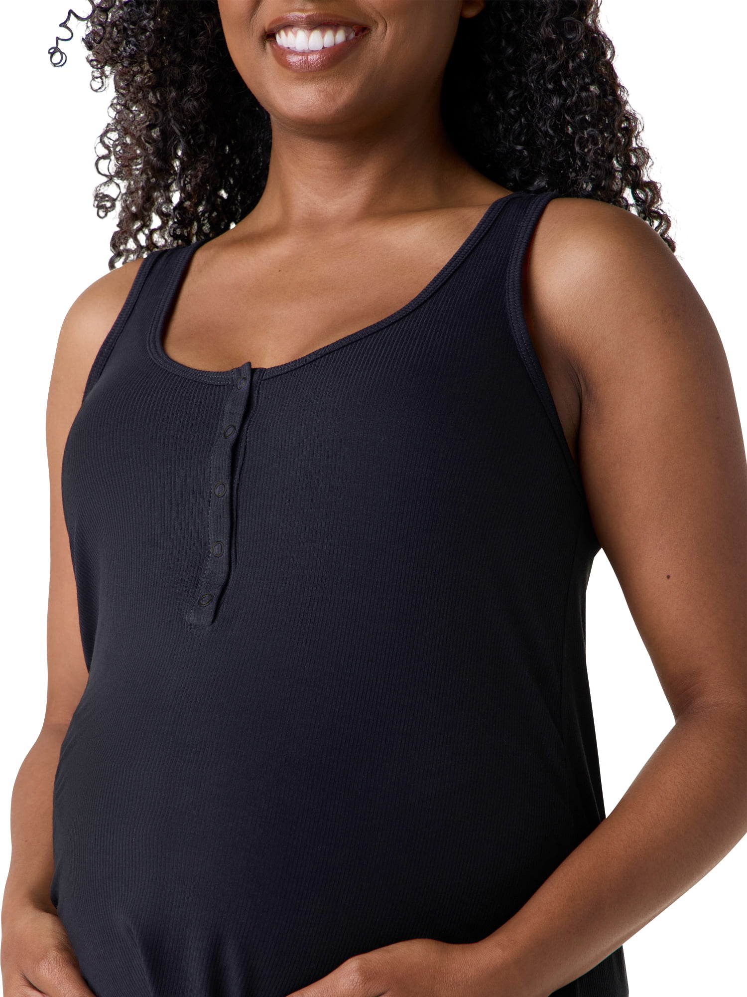 Ingrid & Isabel For Every Belly Women's Maternity Ribbed Henley Tank & Short Set, Sizes S-XXXL
