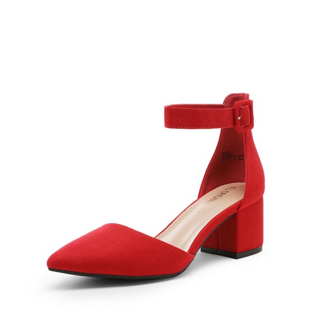 Zapatos DREAM PAIRS ANNEE Tacones Gruesos de Punta Roja