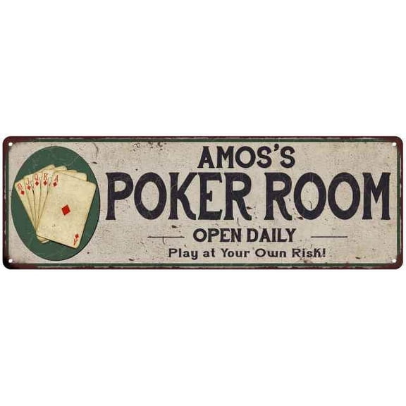 Amos's Poker Room Gift 6x18 Metal Sign Game Decor 206180048021