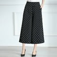thumbnail image 6 of LEKDFST Capris Pants For Women Dressy Printed Elastic Waist Wide Leg High Waisted Knee Length Culottes Womens Trousers Lightweight Pants Black XXXL, 6 of 7