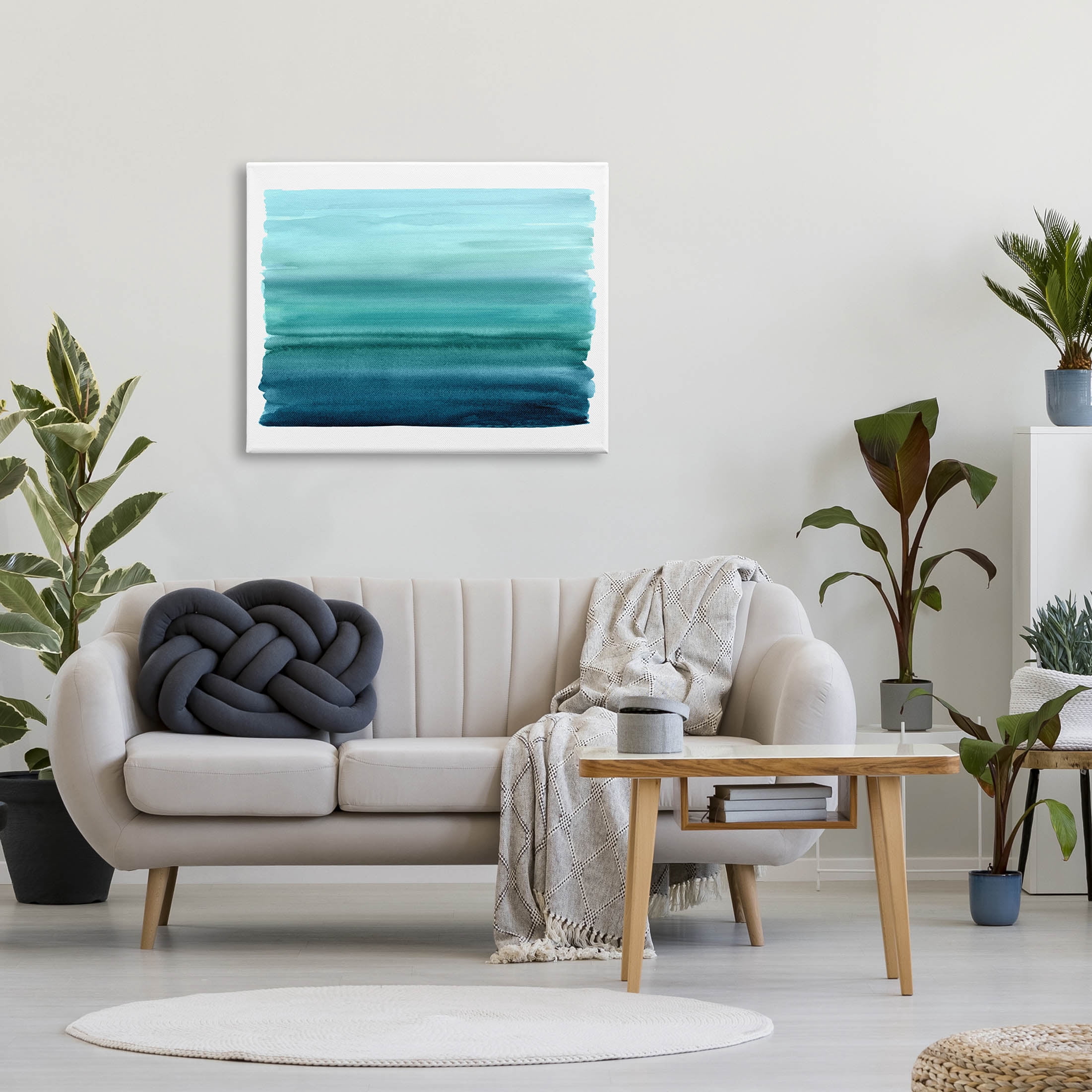 Stupell Industries Turquoise Gradient Shape Painting Graphic Art Gallery Wrapped Canvas Print Wall Art, Design by Allie Corbin